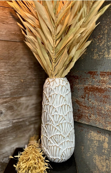 15 inch neutral ceramic sea shell vase for coastal slow living home decor
