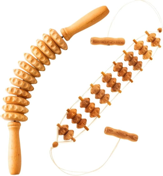 Two piece beechwood massager set for slow living and intentional self care
