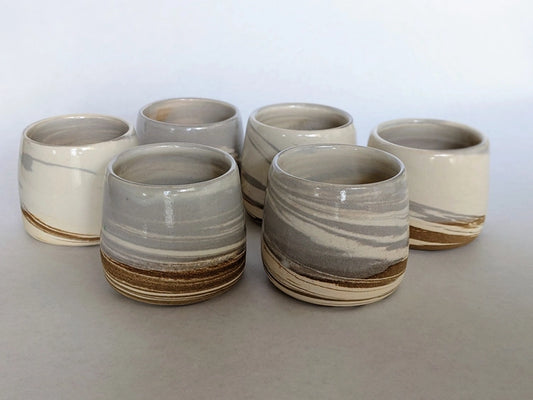 Handmade white marbled ceramic tumbler for slow living and daily rituals