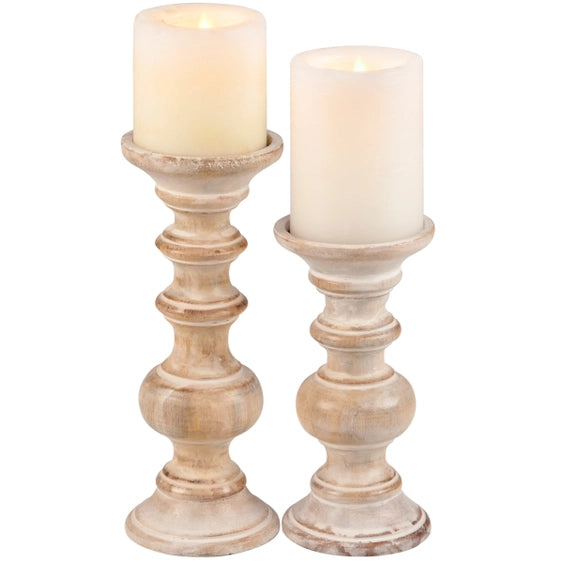 Whitewash wooden candle holder set for slow living and ritual spaces
