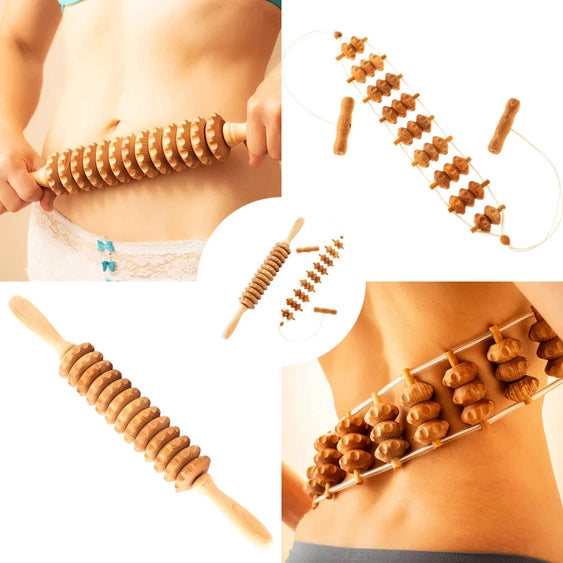 Two piece beechwood massager set for slow living and intentional self care
