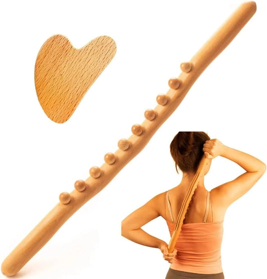 Two piece beechwood massager set for slow living and intentional self care
