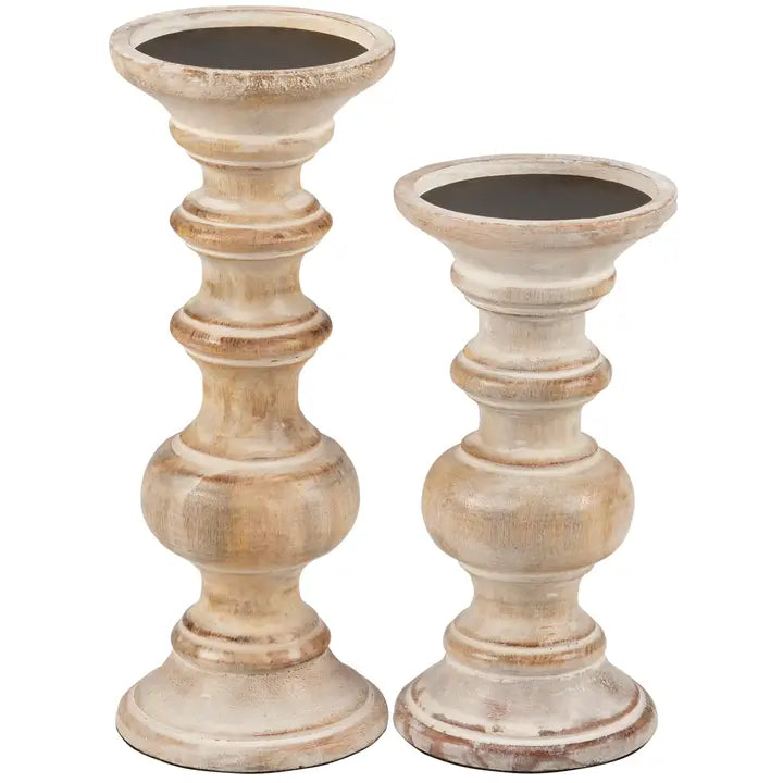 Whitewash wooden candle holder set for slow living and ritual spaces

