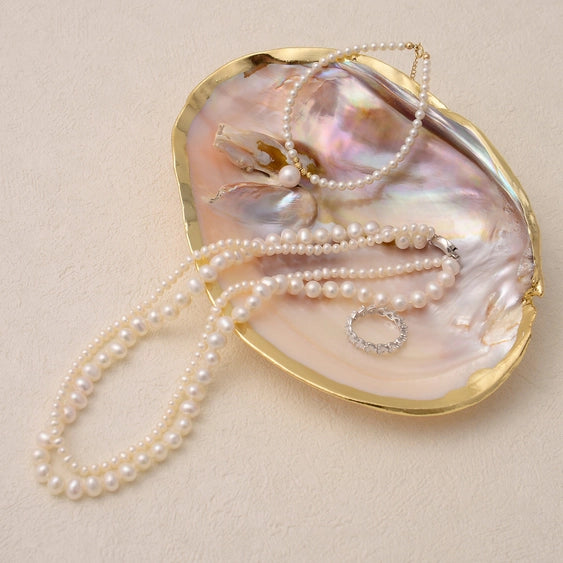 Gold-Trimmed Oyster Shell Ritual Dish
