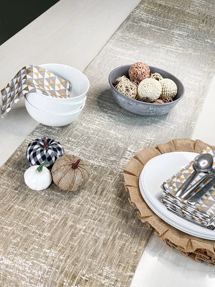 Neutral handspun cotton table runner for slow living and ritual spaces
